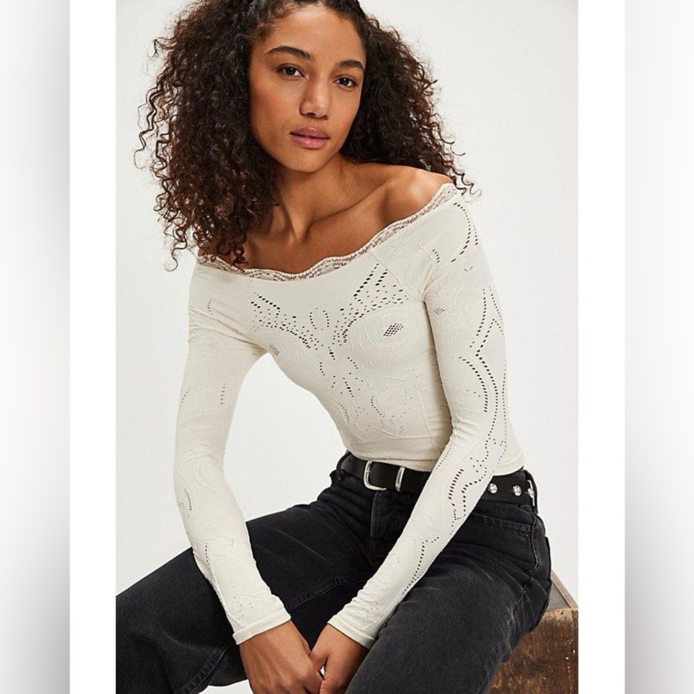 Free People Flirty Flutters Long Sleeve Top